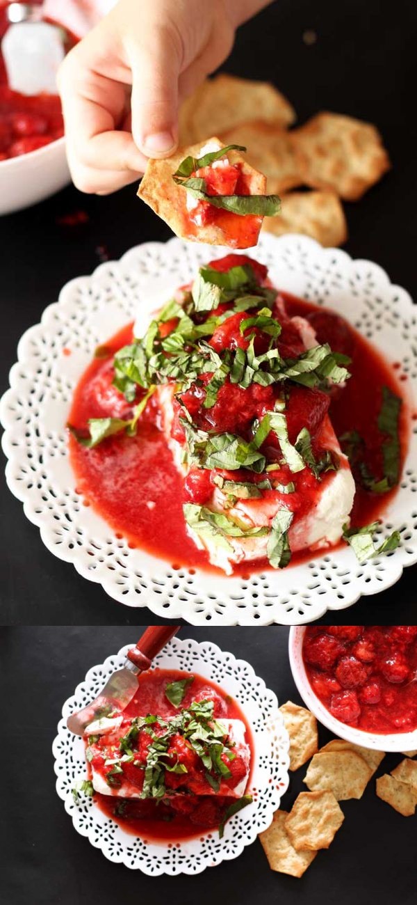 Basil Strawberry and Cream Cheese Appetizer