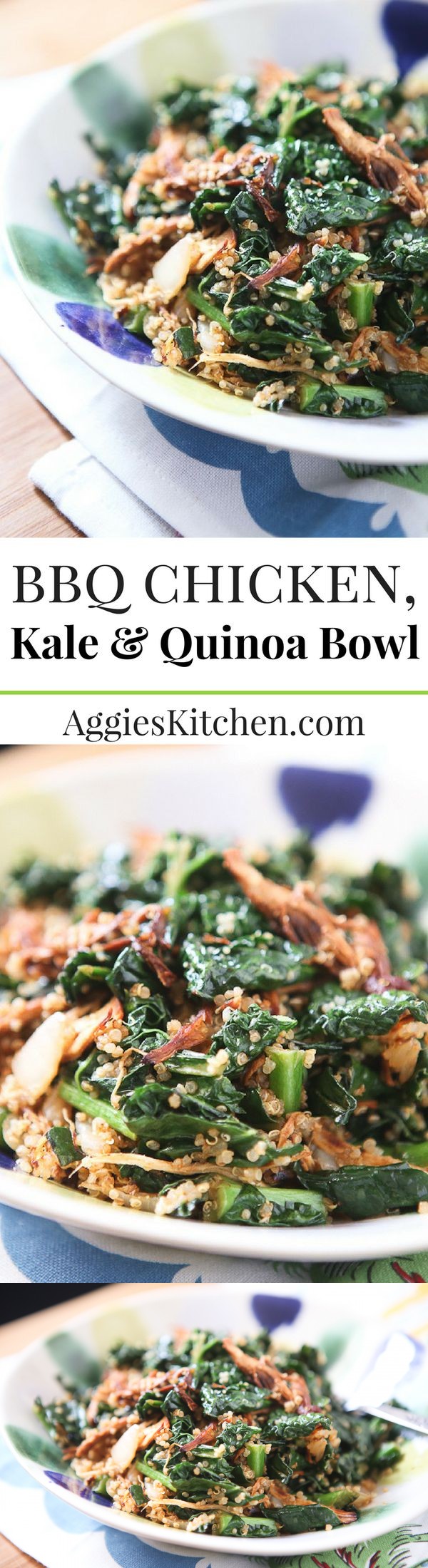 BBQ Chicken, Kale and Quinoa Bowl