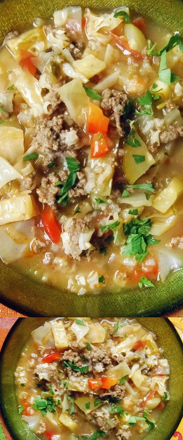 Beef and Cabbage Soup in Tomatillo Broth