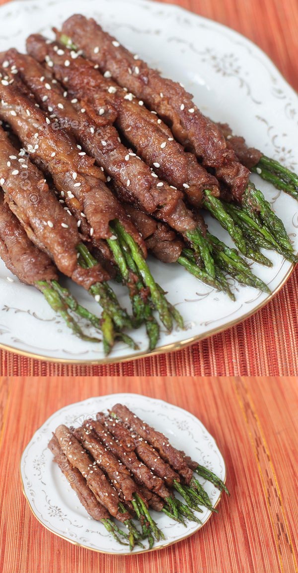 Beef-wrapped Asparagus With Teriyaki Sauce