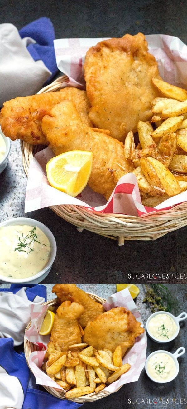 Beer Batter Fish and Chips and Homemade Tartar Sauce