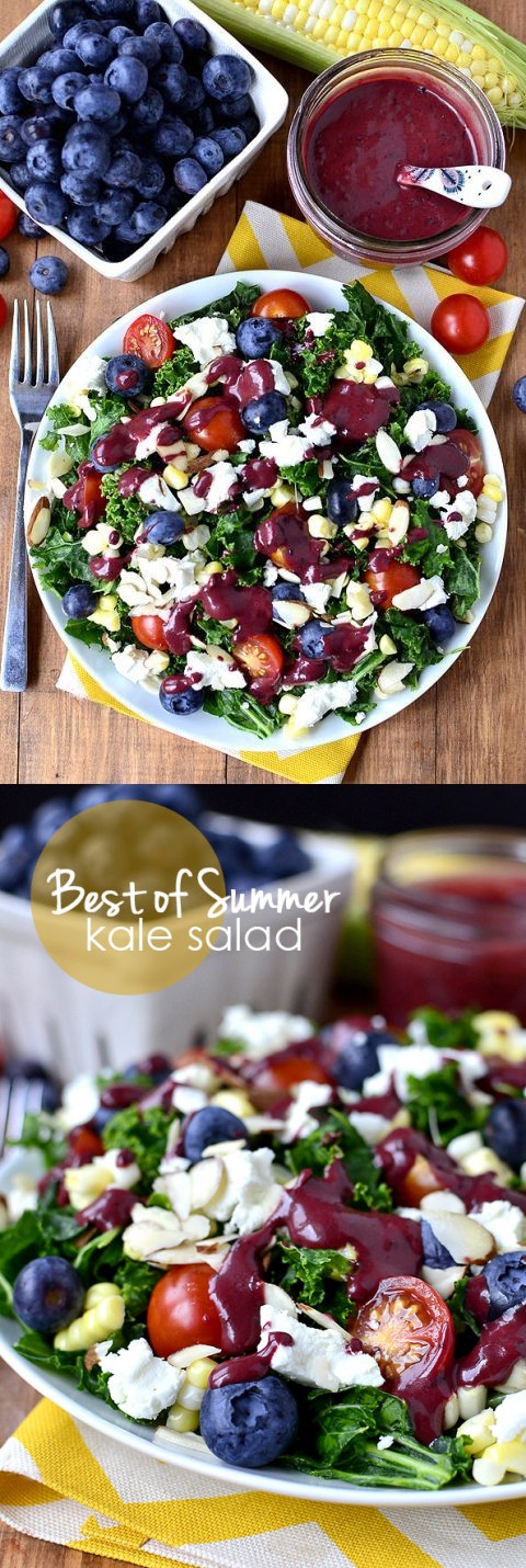 Best of Summer Kale Salad with Blueberry-Balsamic Vinaigrette