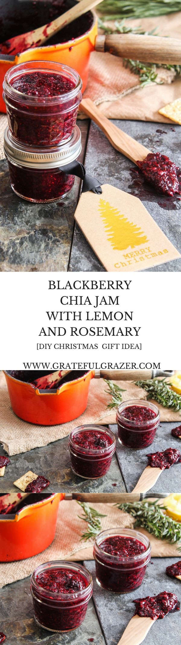 Blackberry Chia Jam with Lemon and Rosemary (DIY Homemade Christmas Gift Idea!