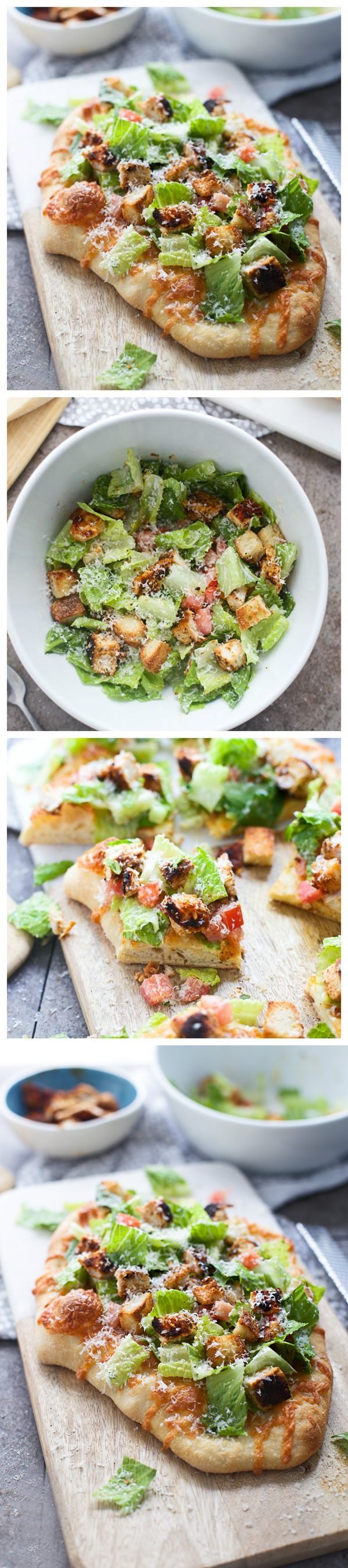 Blackened Chicken Caesar Salad Pizzas