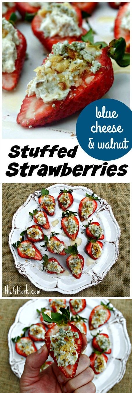 Blue Cheese & Walnut Stuffed Strawberries