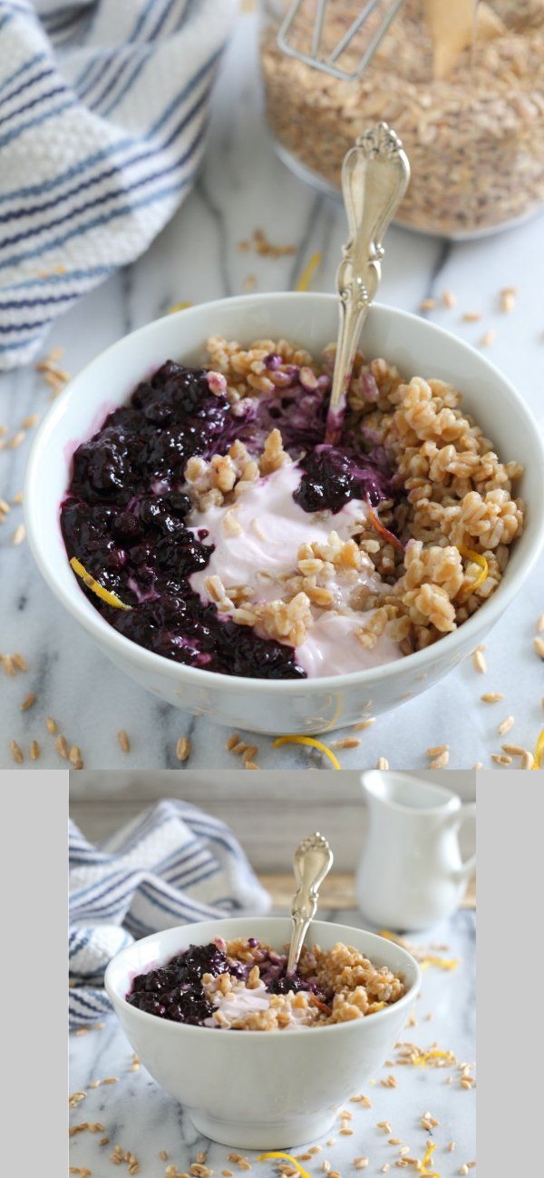 Blueberry farro yogurt