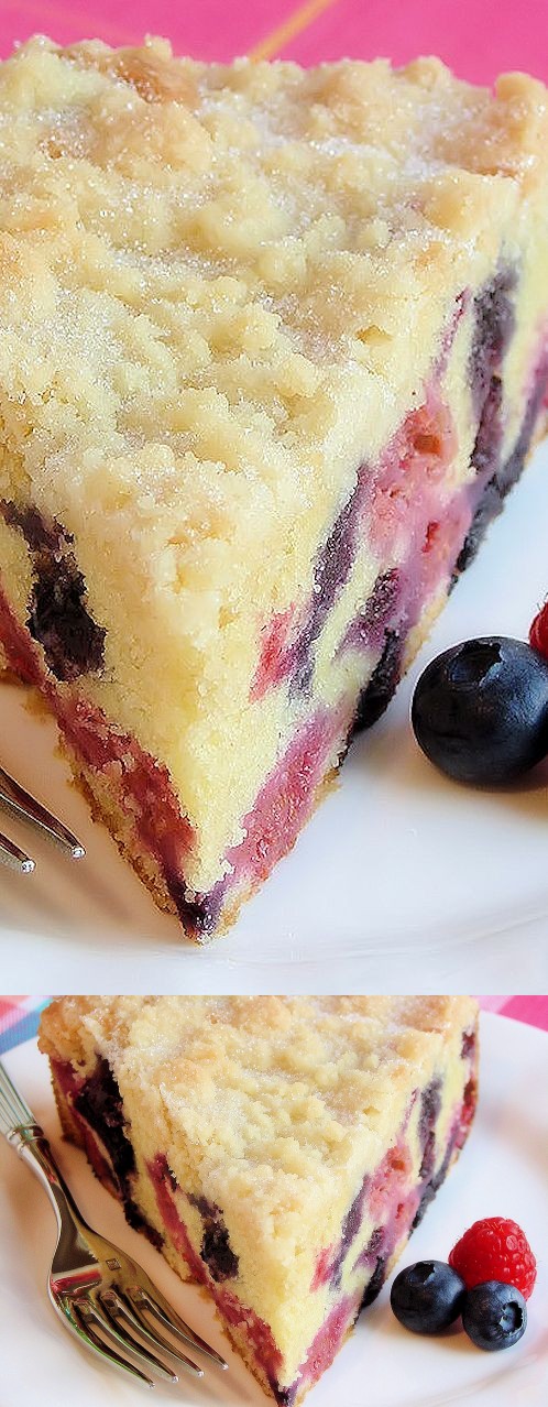 Blueberry-Raspberry Buckle with Sugar Cookie Streusel