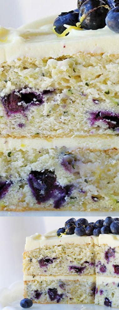 Blueberry zucchini cake with lemon buttercream