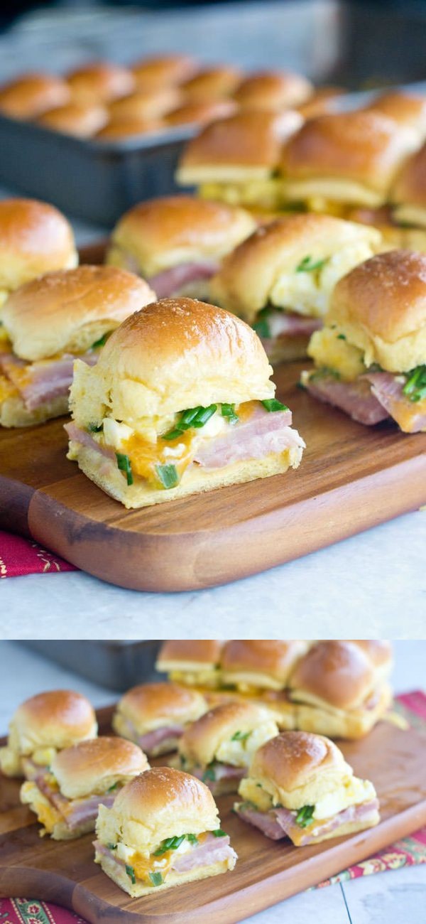 Breakfast Sliders for a Crowd with Spiral Ham, Egg and a Dijon Maple Glaze