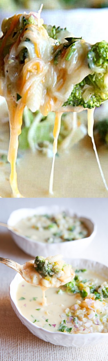 Broccoli-Cheddar Macaroni Soup