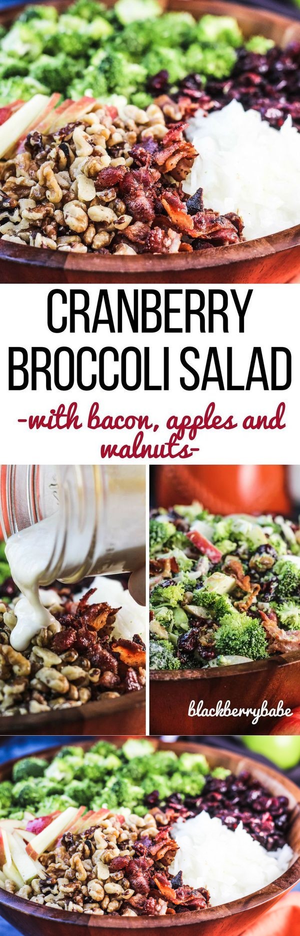 Broccoli Cranberry Salad Apples, Bacon and Walnuts