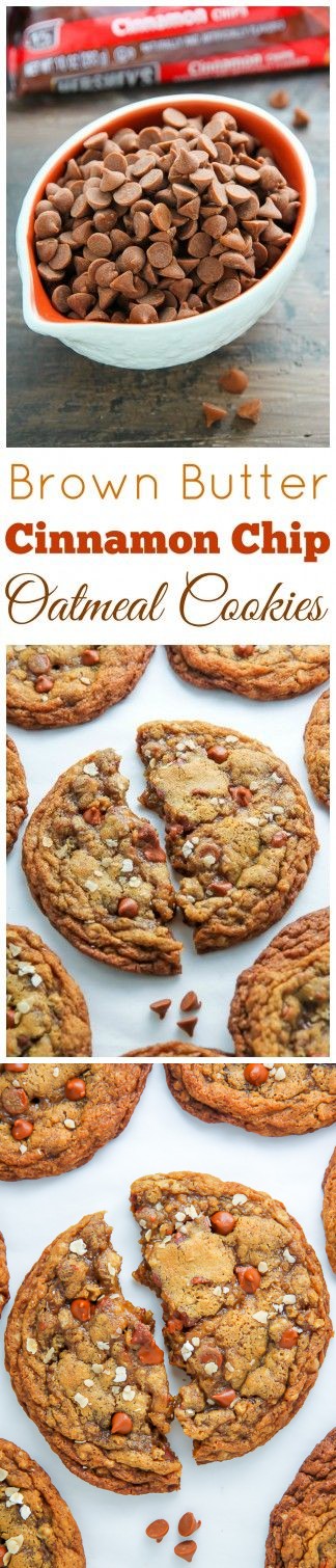 Brown Butter Cinnamon Chip Oatmeal Cookies