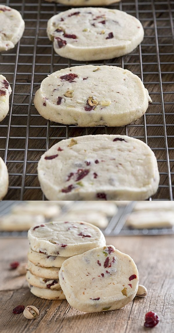 Brown Butter Cranberry and Pistachio Icebox Cookies