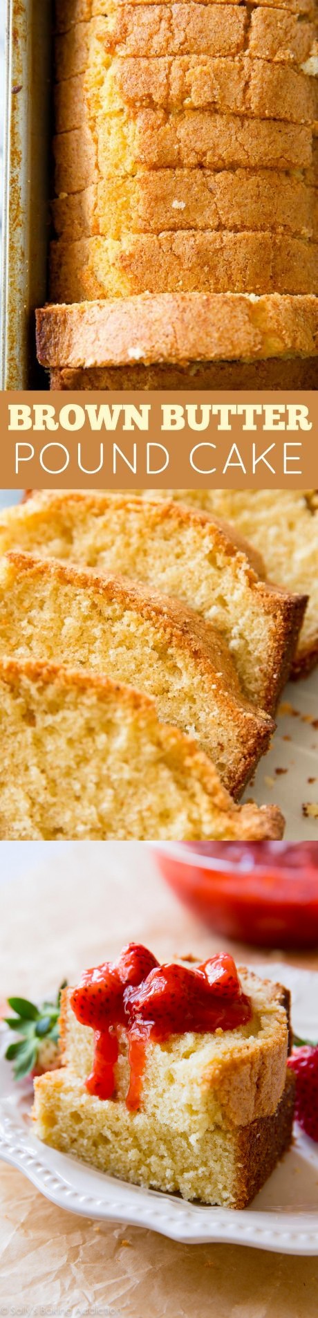 Brown Butter Pound Cake with Strawberry Compote