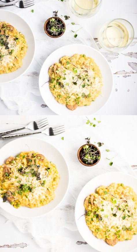 Brown Butter Sausage Risotto with Summer Vegetables