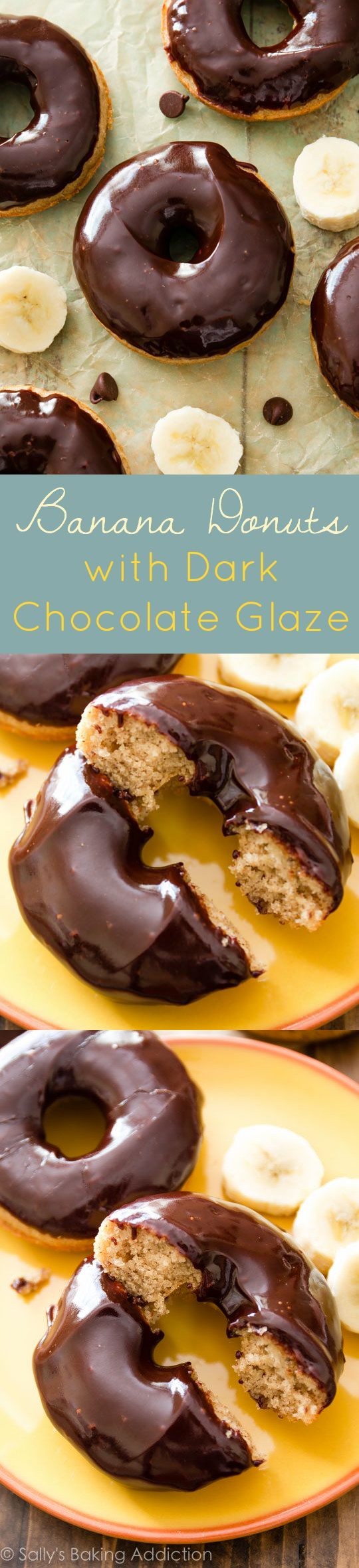Brown Sugar Buttermilk Banana Donuts with Dark Chocolate Glaze