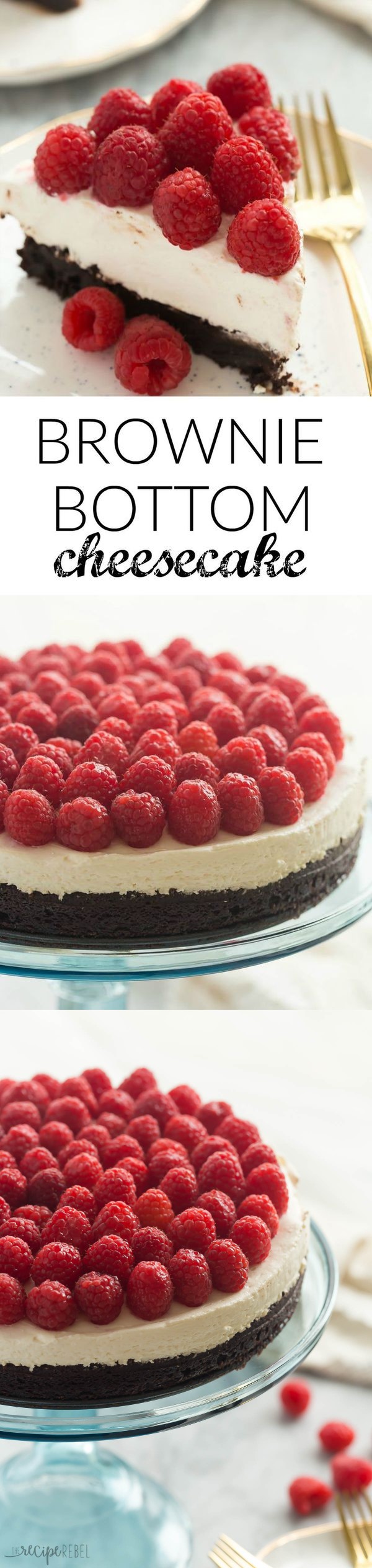 Brownie Bottom Cheesecake with Raspberries