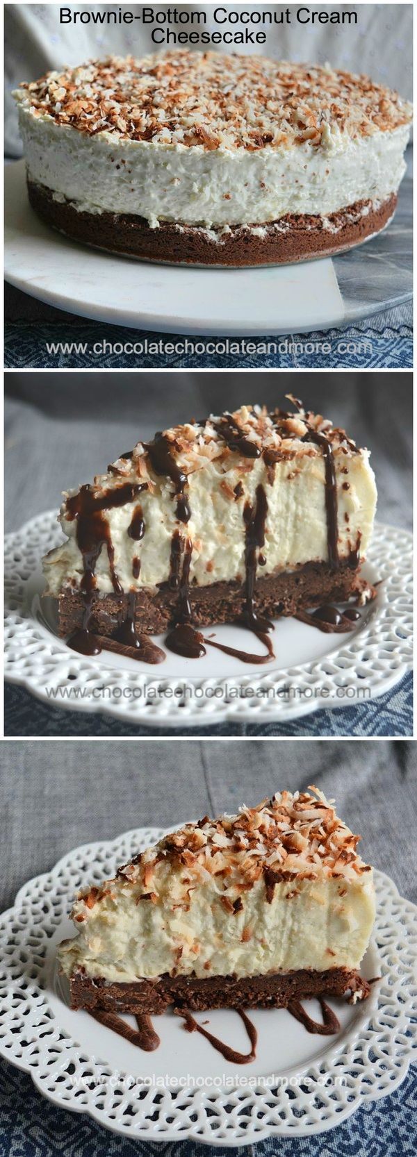 Brownie Bottom Coconut Cream Cheesecake