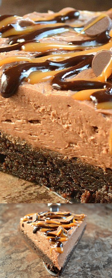 Brownie Bottom No Bake Cheesecake Tart #bemorehere