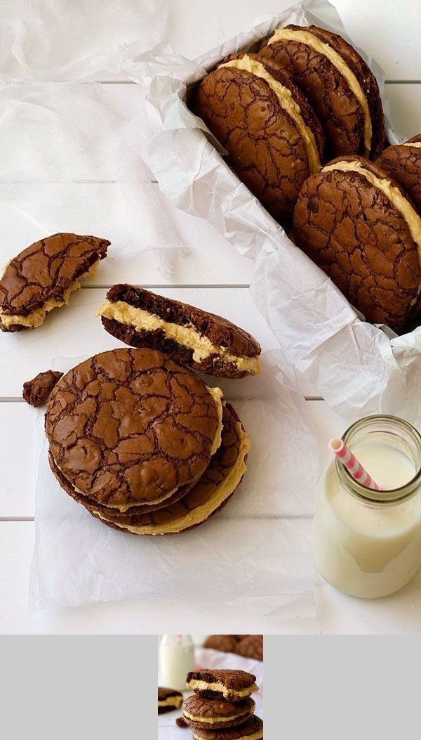 Brownie Cookie Sandwich with Peanut Butter Frosting