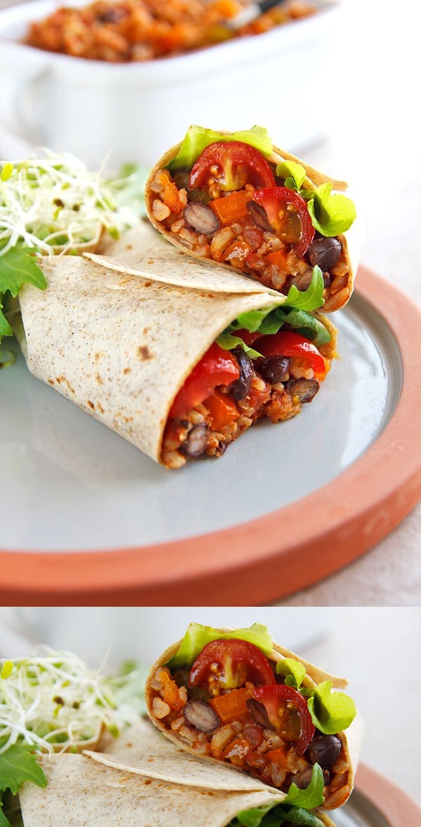 Burritos with Spanish Rice and Black Beans