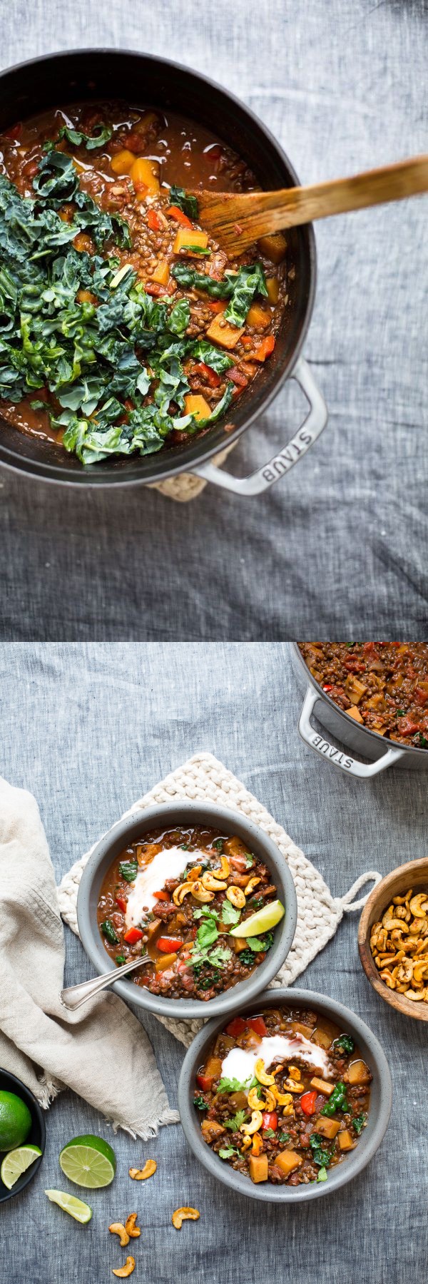 Butternut Squash & Beluga Lentil Chili + Smoky Cashews