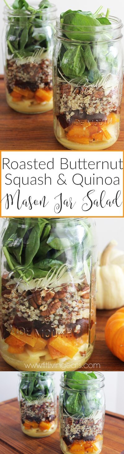 Butternut Squash and Quinoa Fall Harvest Mason Jar Salad