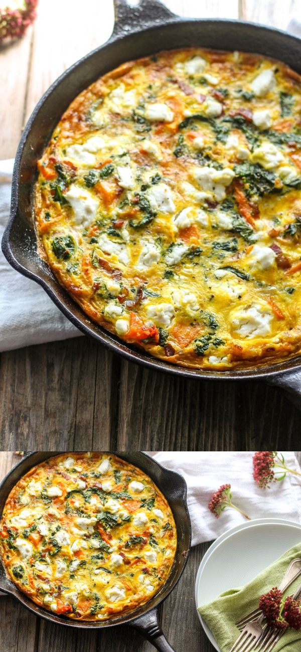 Butternut Squash, Bacon, Kale + Goat Cheese Frittata