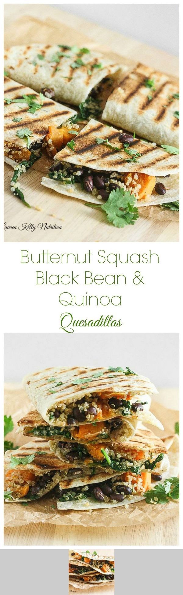 Butternut Squash Black Bean and Quinoa Quesadillas