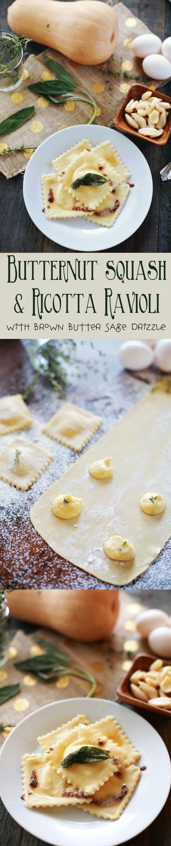 Butternut Squash Ravioli with Brown Butter Sage Drizzle