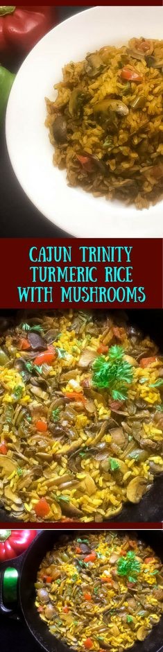 Cajun Trinity Turmeric Rice With Mushrooms