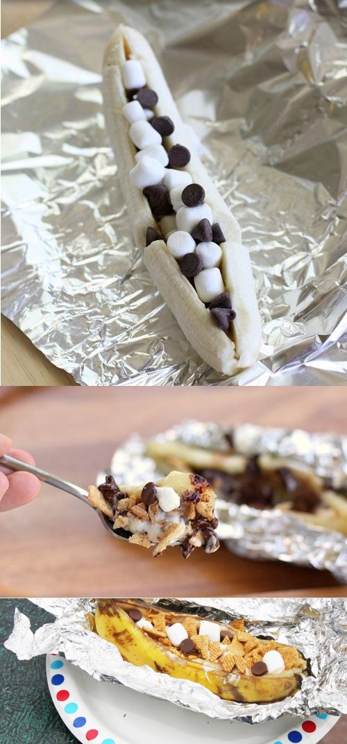 Campfire S’mores Banana Boats