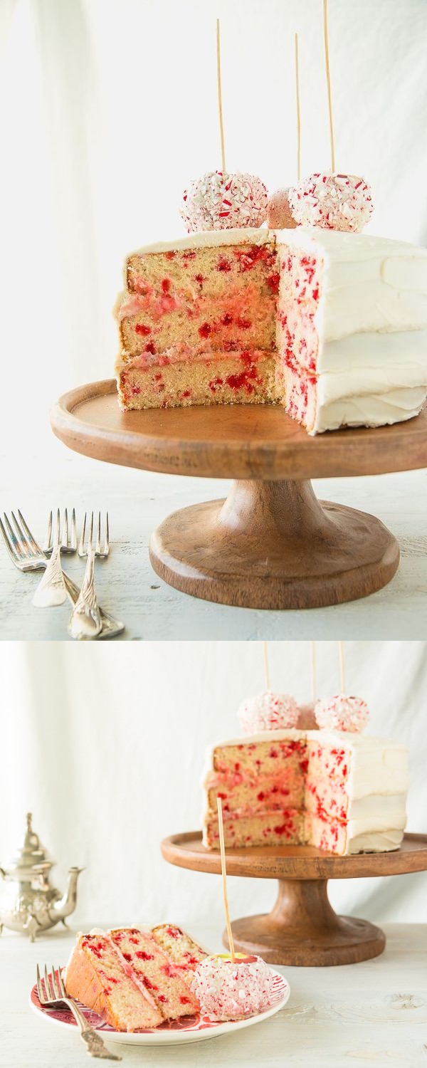 Candy Cane Cake with Peppermint Bark Apples