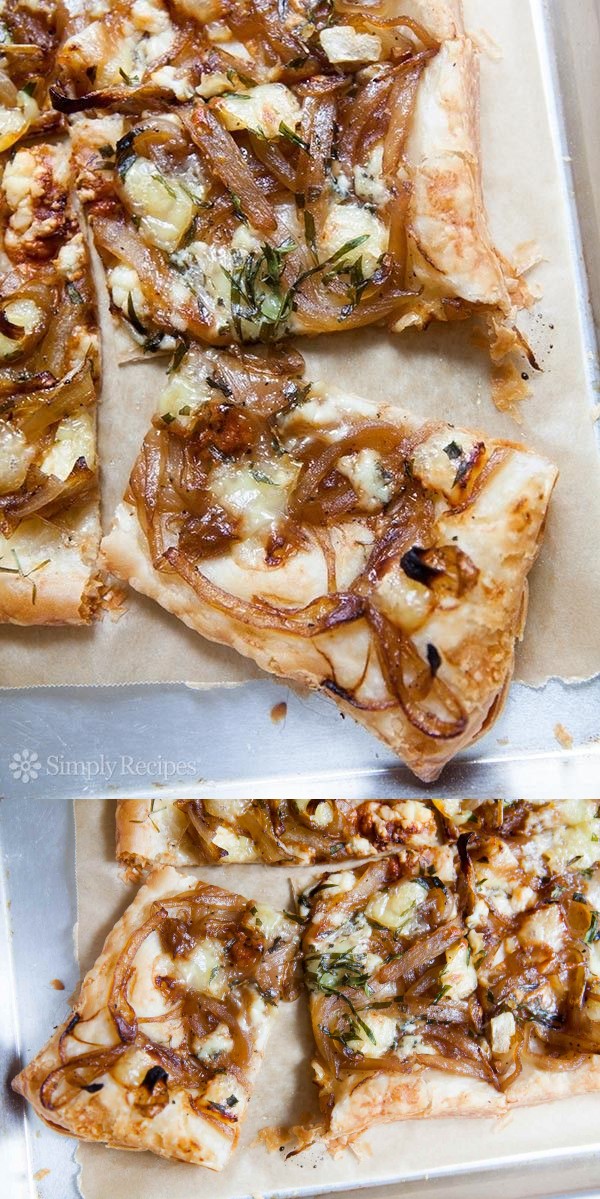 Caramelized Onion Tart with Gorgonzola and Brie