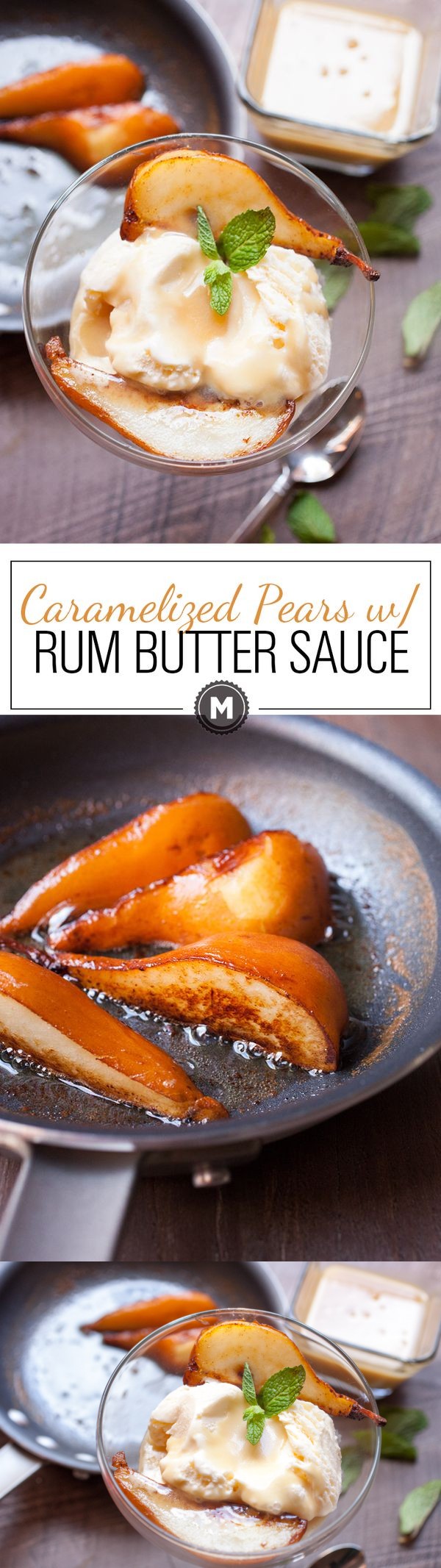 Caramelized Pear with Rum Butter Sauce