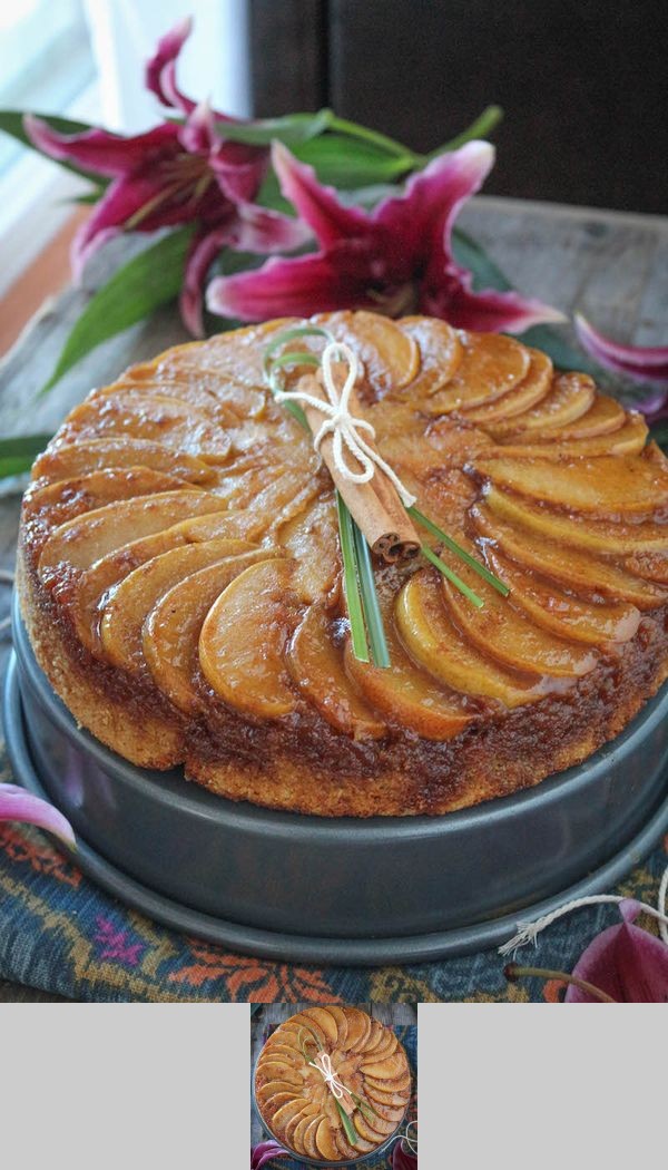 Cardamom Caramel Pear Upside Down Cake