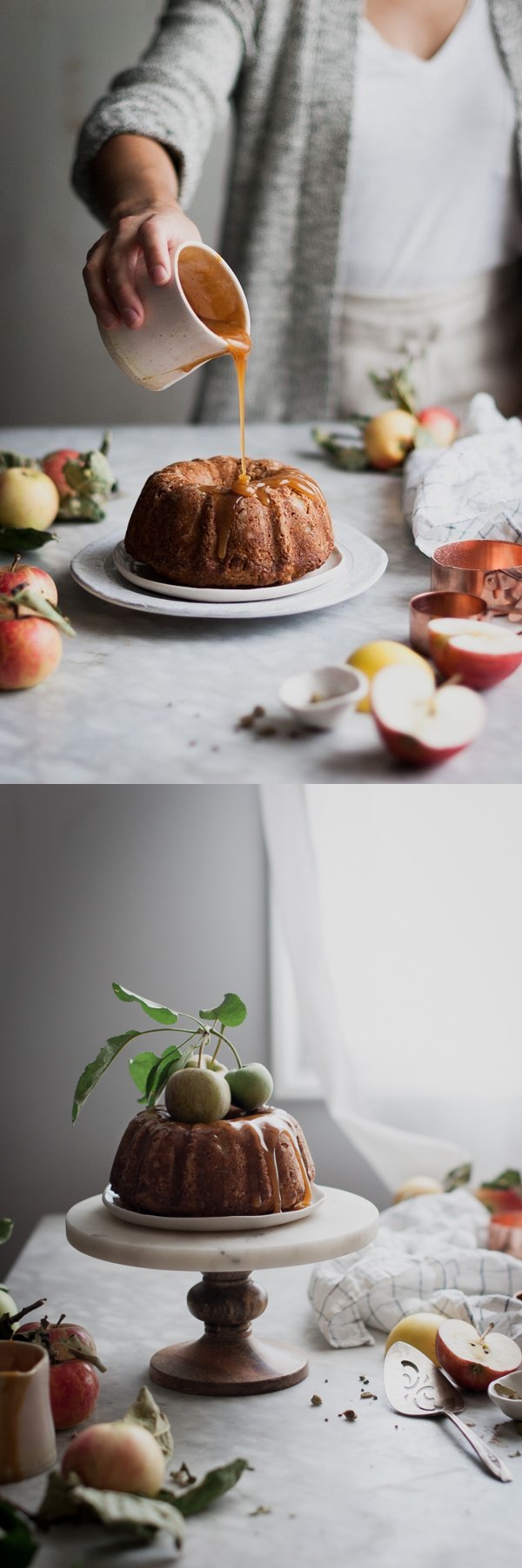 Cardamom Spiced Whole Wheat Apple Cake + Honey Caramel