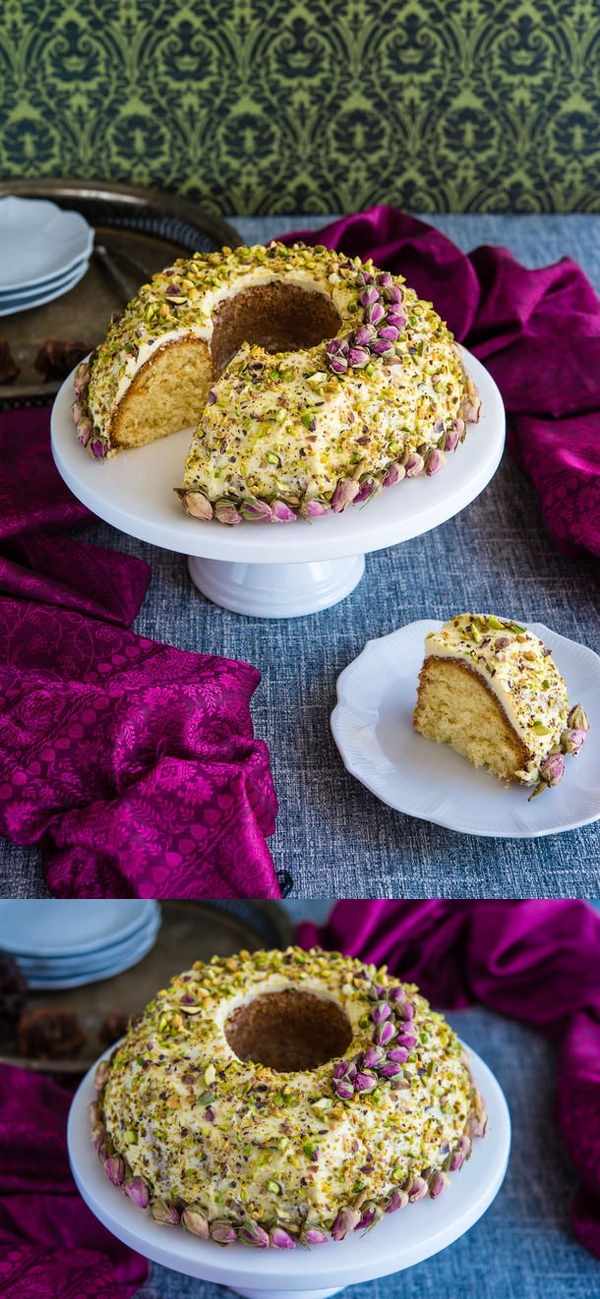 Cardamon and Rosewater Pistachio Bundt Cake