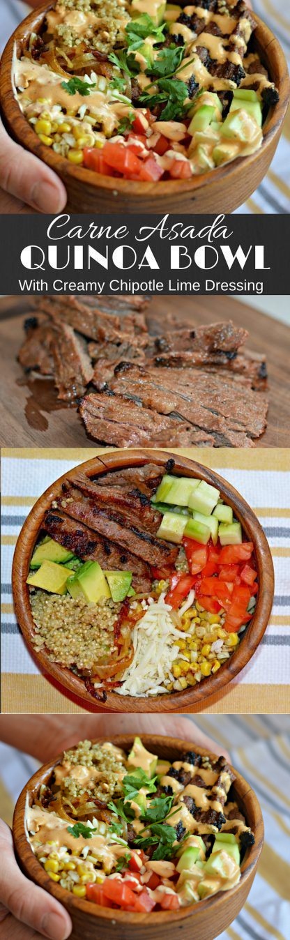 Carne Asada Quinoa Bowl with Creamy Chipotle Lime Dressing