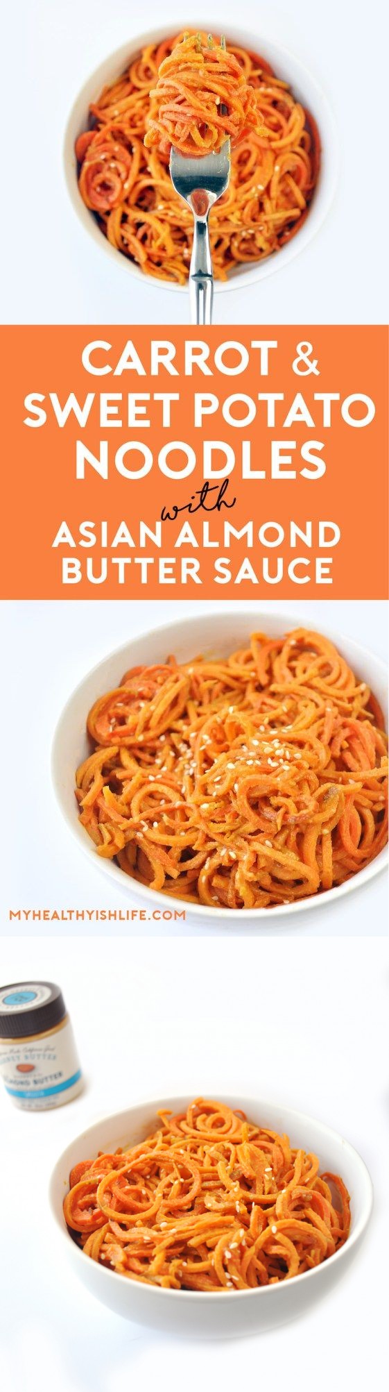 Carrot and Sweet Potato Noodles With Asian Almond Butter Sauce