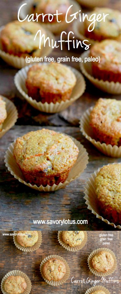 Carrot Ginger Muffins (Gluten/Grain-free, Paleo