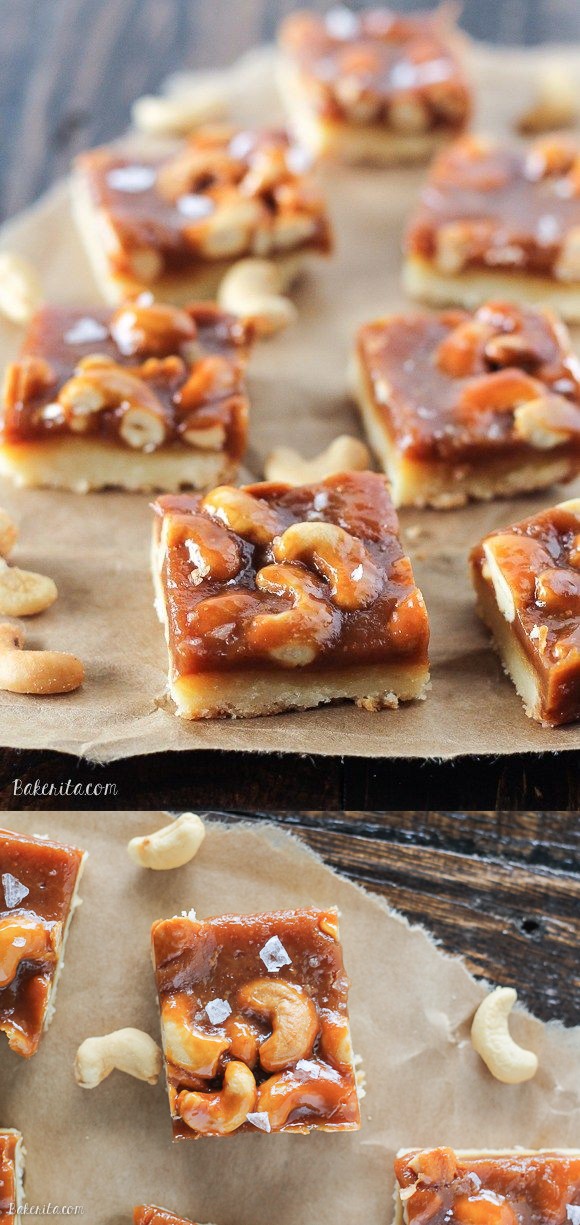 Cashew Caramel Shortbread Bars