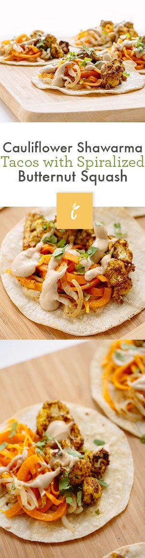 Cauliflower Shawarma Tacos with Spiralized Butternut Squash