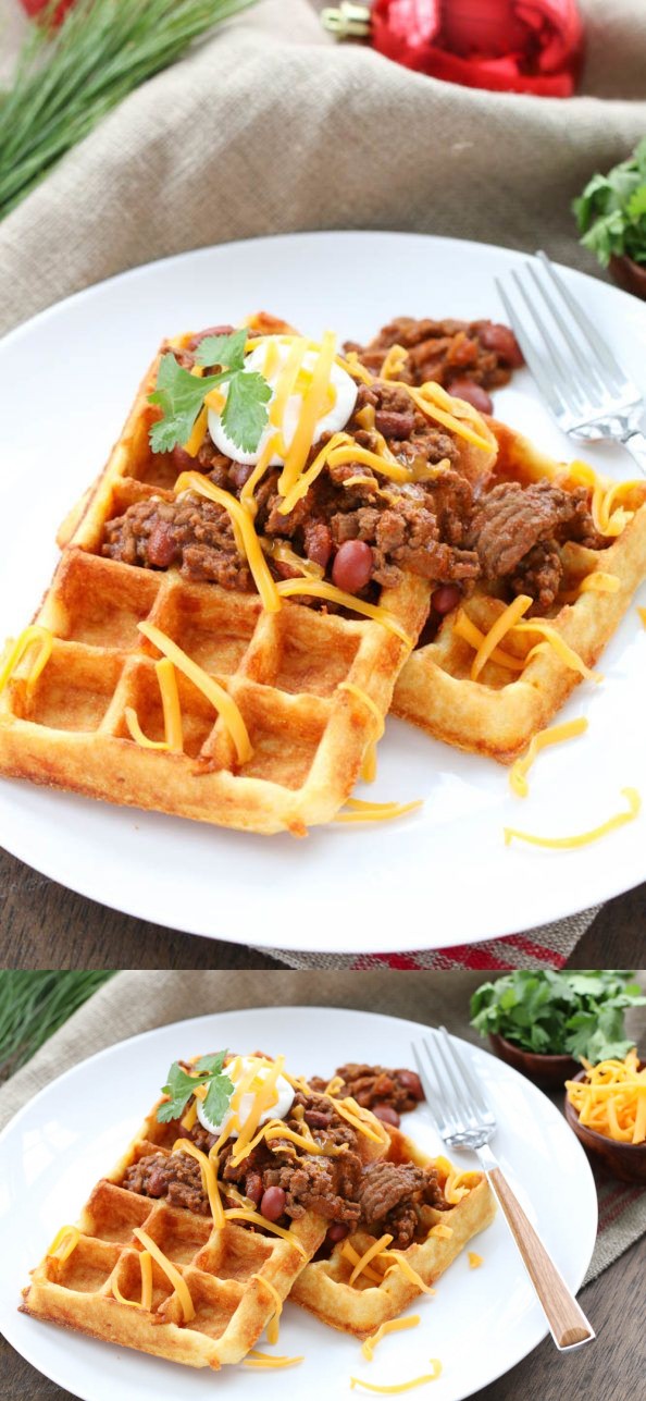 Cheddar Cornbread Waffles & Chili