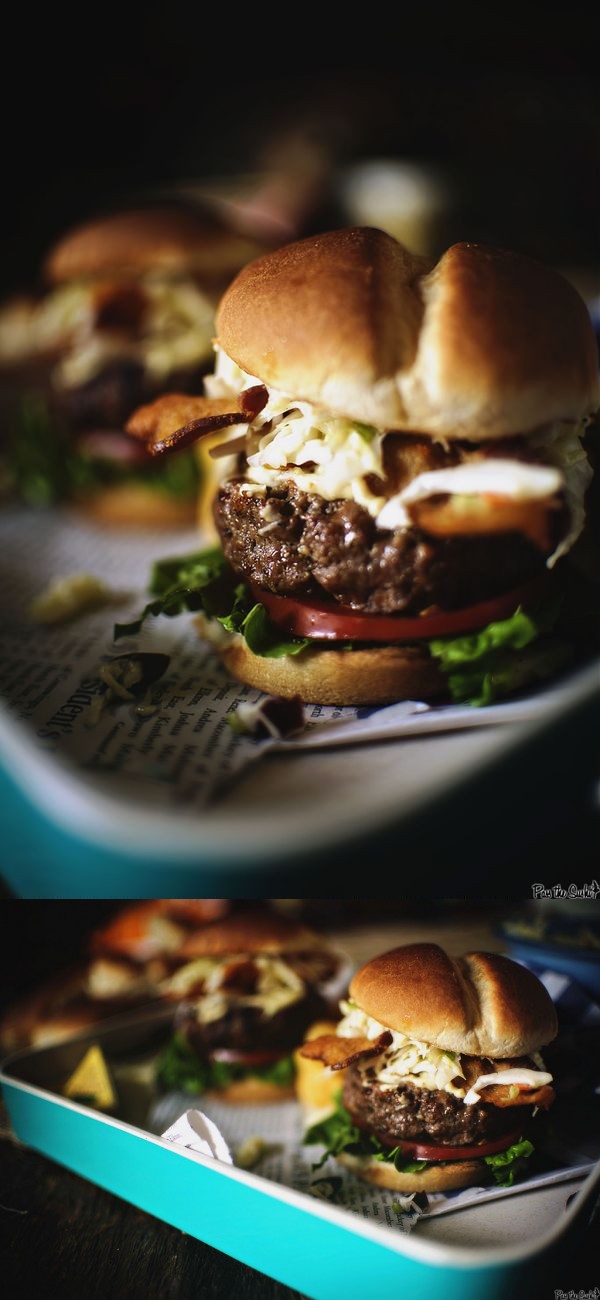 Cheddar Stuffed Apple Slaw Burger