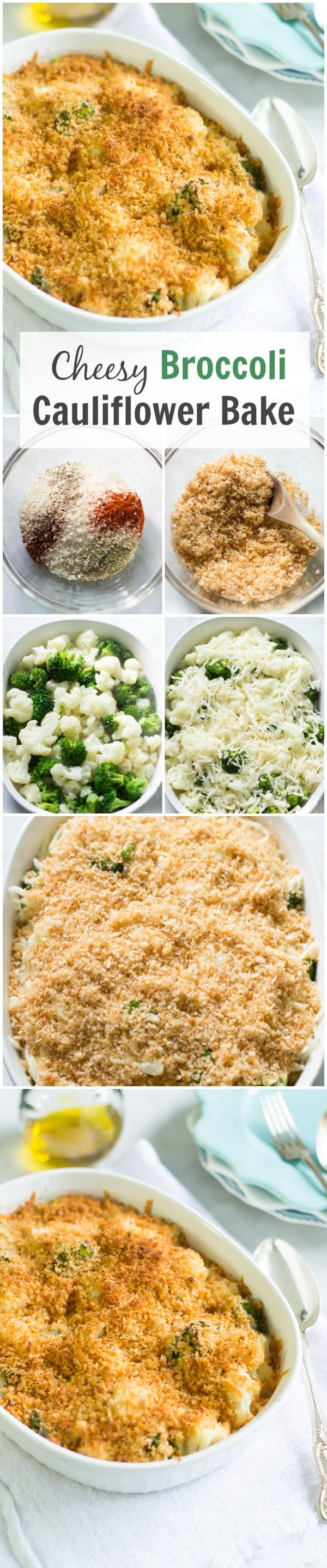 Cheesy Broccoli-Cauliflower Bake