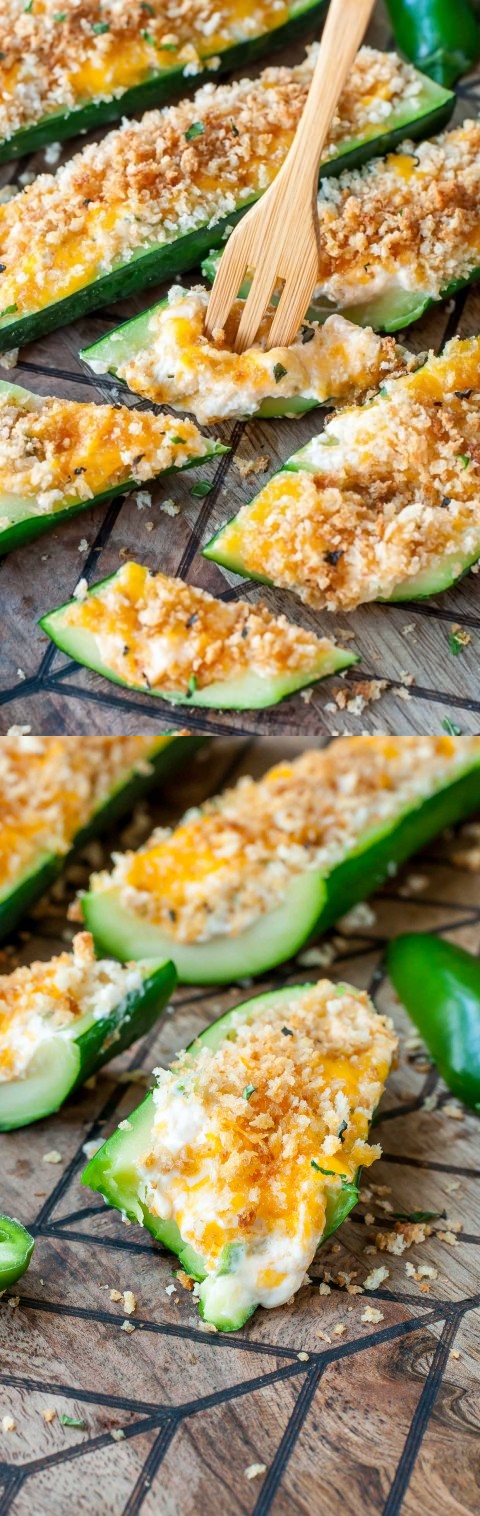 Cheesy Jalapeño Popper Stuffed Zucchini