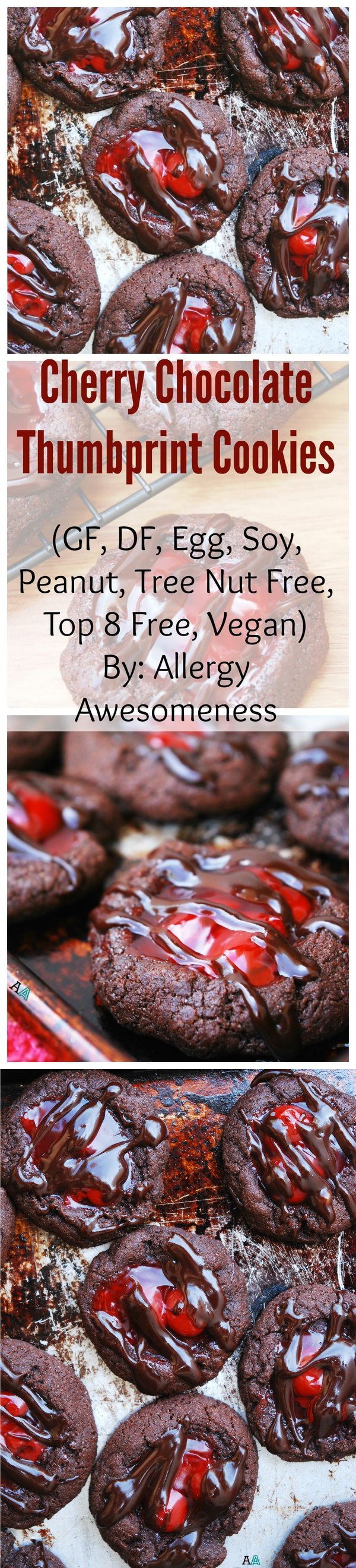 Cherry Chocolate Thumbprint Cookies (GF, DF, Egg, Soy, Peanut, Tree nut Free, Top 8 Free, Vegan