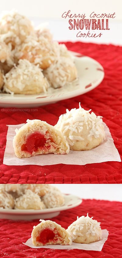 Cherry Coconut Snowball Cookies