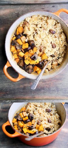 Chestnut, Mushroom and Butternut Squash Baked Risotto